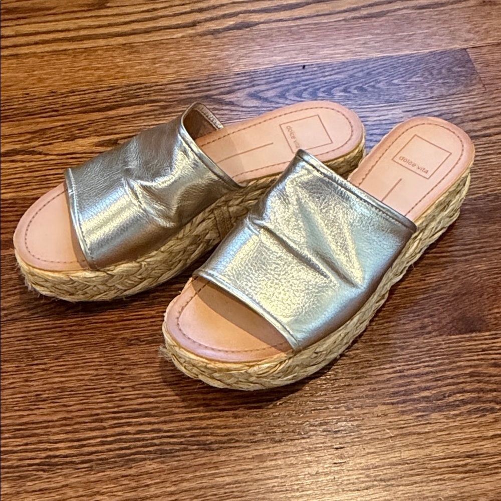 Dolce Vita Metallic Espadrille Slides